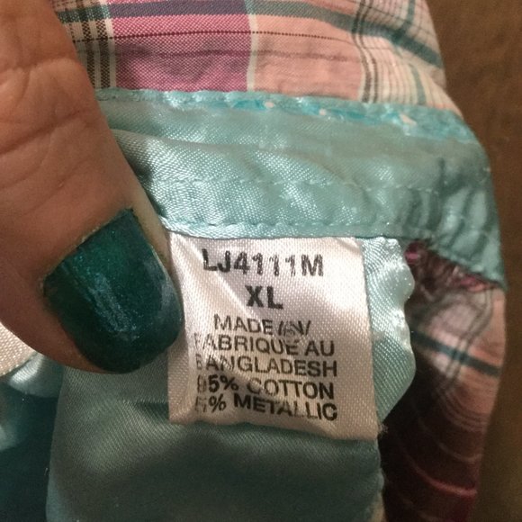 Coastal Cowgirl 20X plaid snap front long sleeve western style shirt size XL - Picture 7 of 7